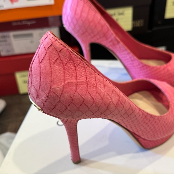 CHRISTIAN DIOR  Leather Python Embossed Peep Toe Platform - Picture 9 of 10